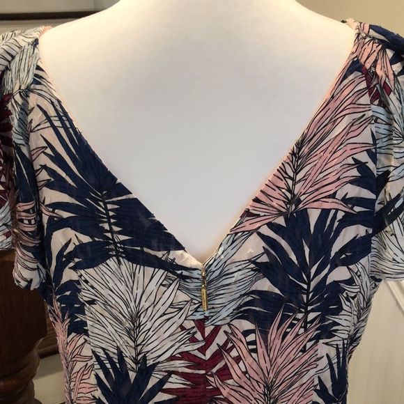 KARL LAGERFELD Paris Women’s MultiColor Flutter Sleeve Dress w. Ruffle Hem Sz 12 - Picture 6 of 13